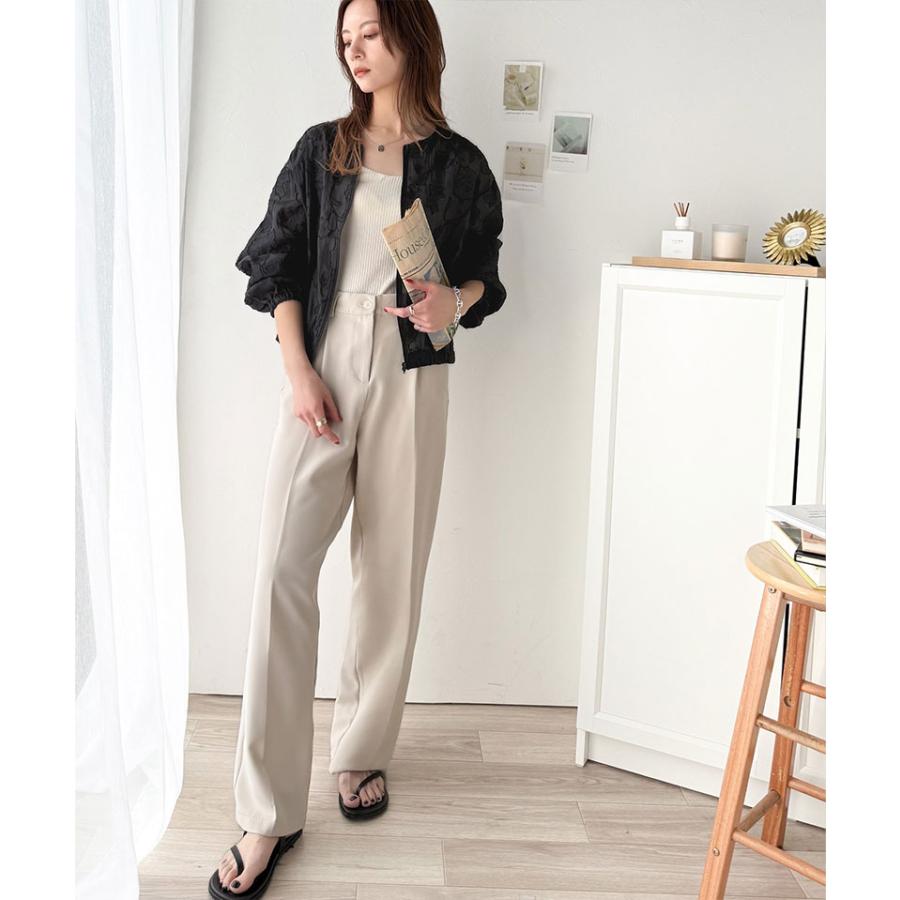 アウター ジャケット レディース シアー 素材 花柄 オーガンジー ノーカラー ブルゾン ショート丈 ボリュームスリーブ ジップアップ 長袖 大きいサイズ | classicalelf | 09