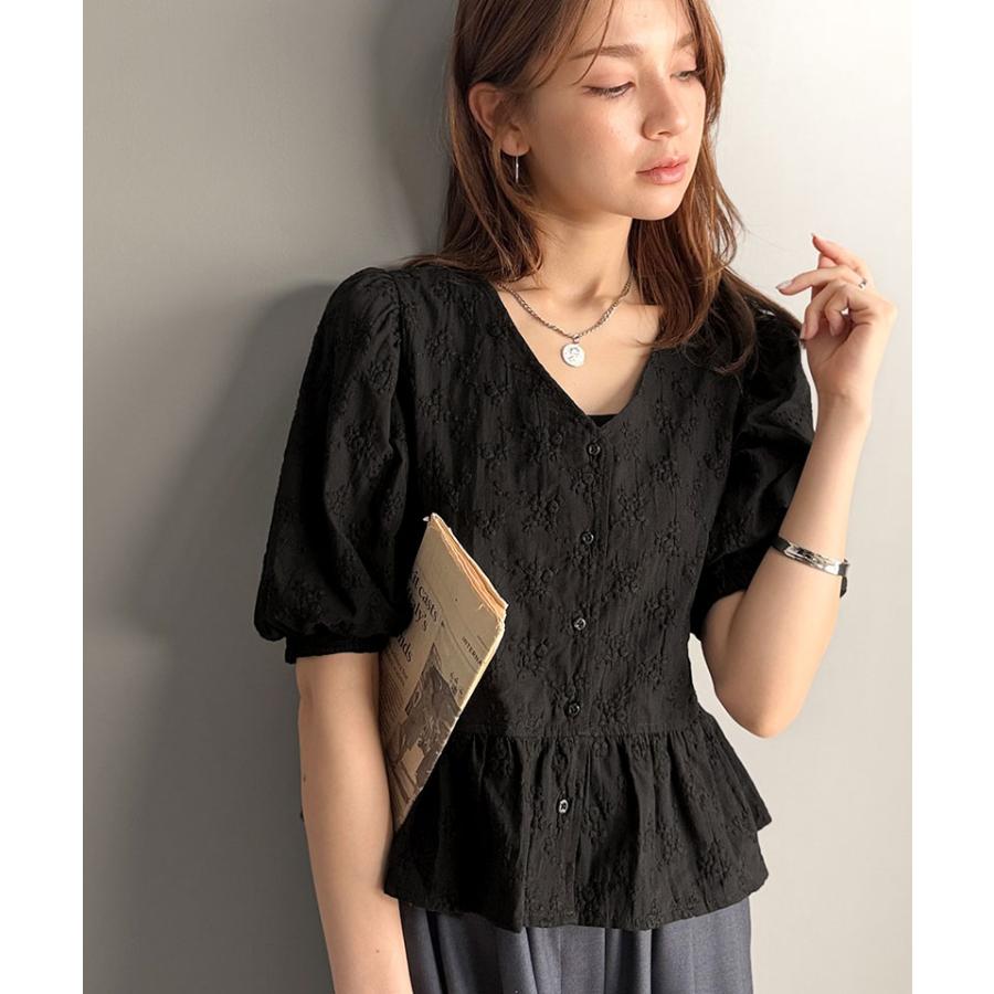 【 クラシカルエルフ classical elf 】 ブラウス レディース 半袖 レース トップス ショート丈 花柄 フラワー Vネック 綿100％ 大人っぽい | classicalelf | 11