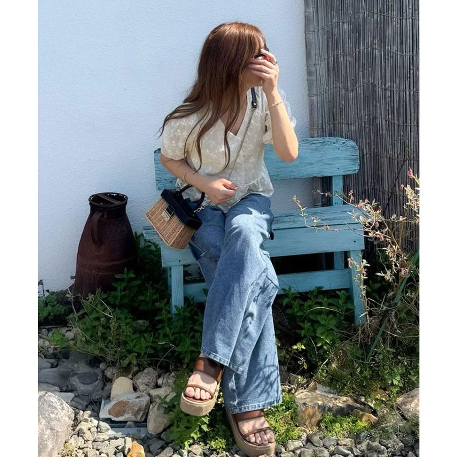 【 クラシカルエルフ classical elf 】 ブラウス レディース 半袖 レース トップス ショート丈 花柄 フラワー Vネック 綿100％ 大人っぽい | classicalelf | 03