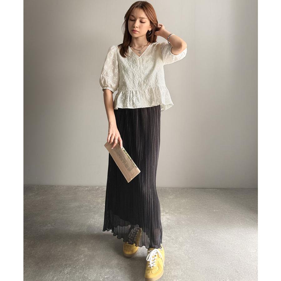 【 クラシカルエルフ classical elf 】 ブラウス レディース 半袖 レース トップス ショート丈 花柄 フラワー Vネック 綿100％ 大人っぽい | classicalelf | 06