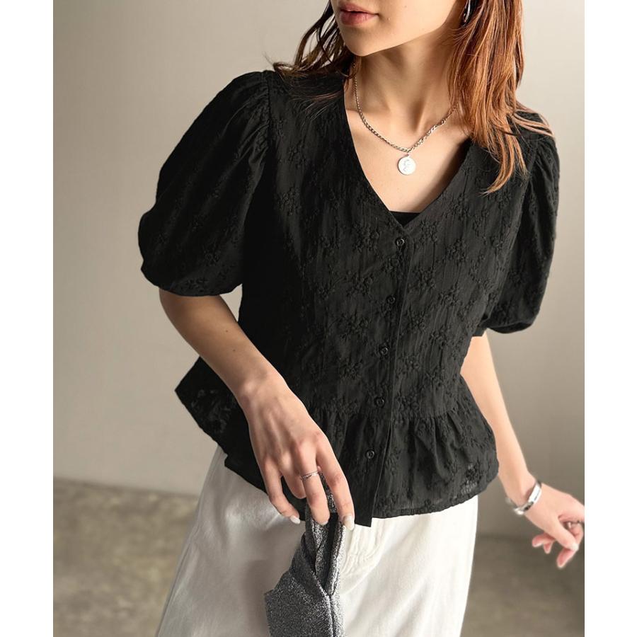 【 クラシカルエルフ classical elf 】 ブラウス レディース 半袖 レース トップス ショート丈 花柄 フラワー Vネック 綿100％ 大人っぽい | classicalelf | 08