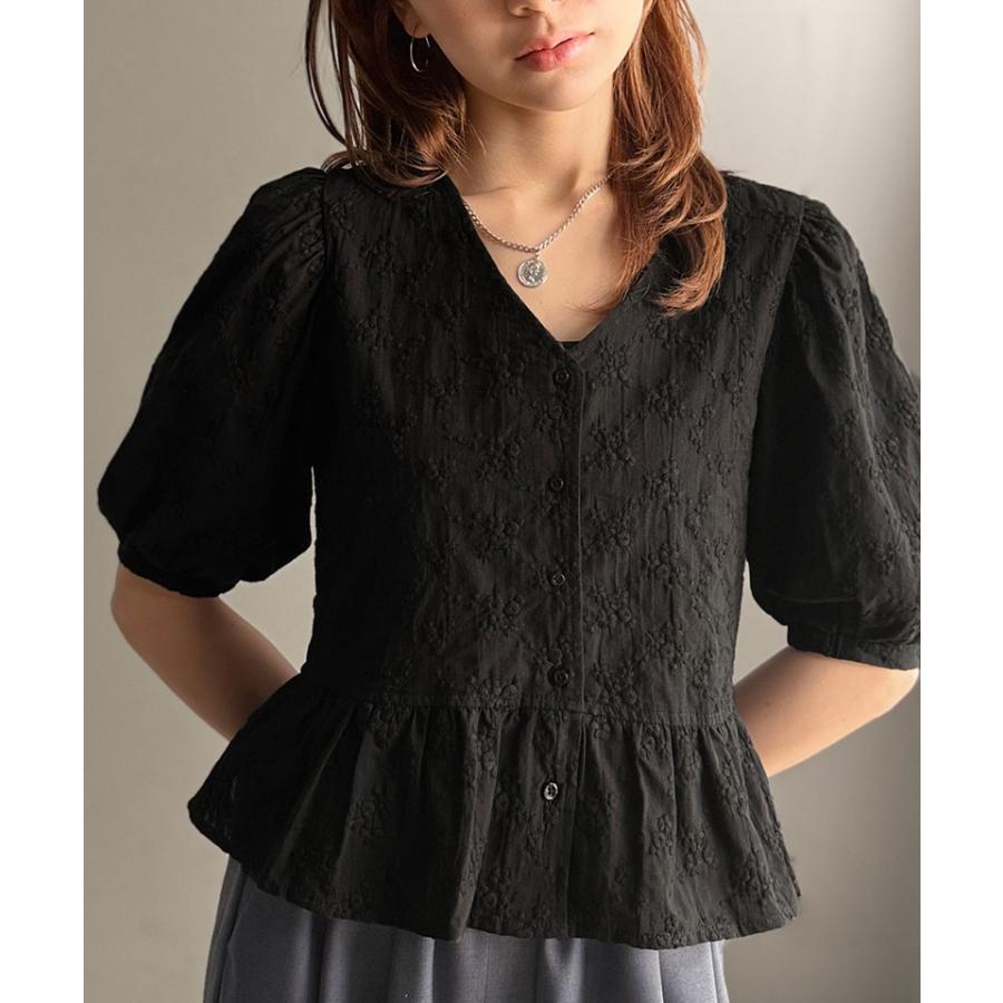 【 クラシカルエルフ classical elf 】 ブラウス レディース 半袖 レース トップス ショート丈 花柄 フラワー Vネック 綿100％ 大人っぽい | classicalelf | 09