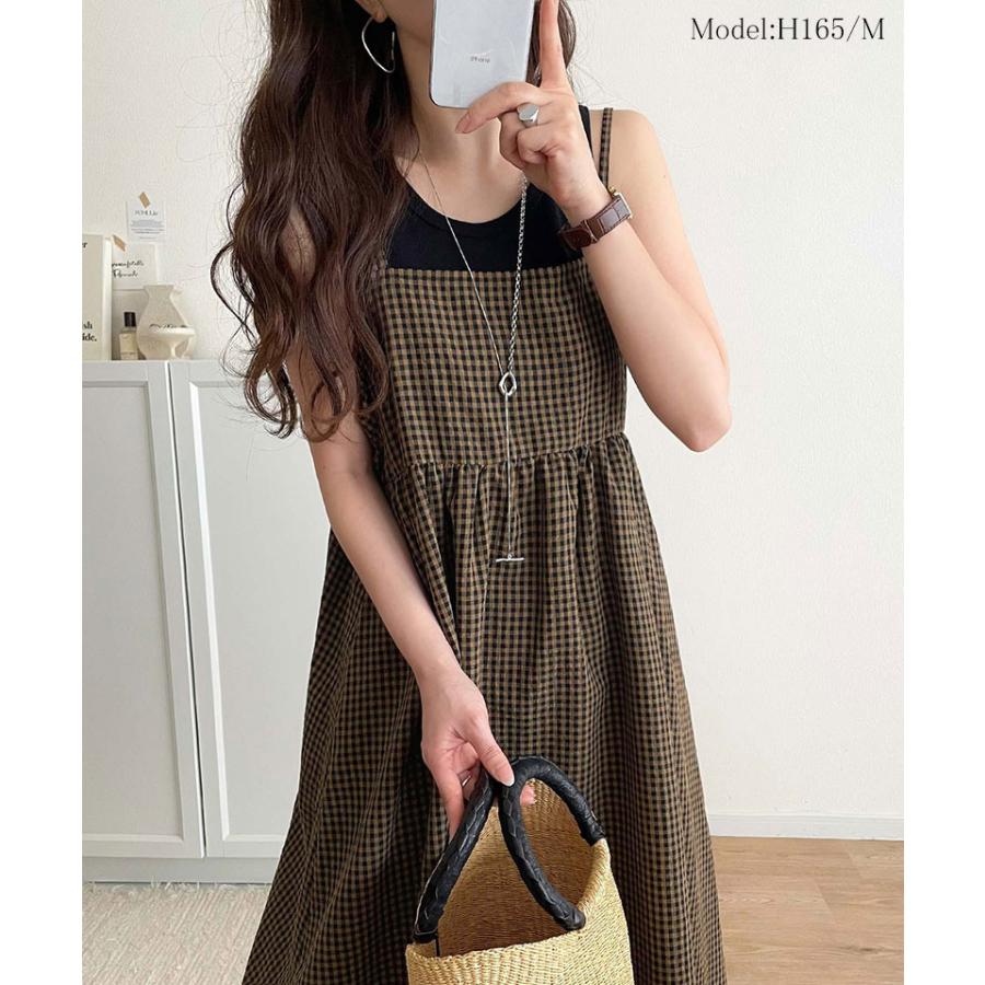 クラシカルエルフ classical elf ワンピース 夏 レディース キャミワンピ ギンガムチェック 主役級 ダブルストラップ バックオープン 大人 | classicalelf | 12