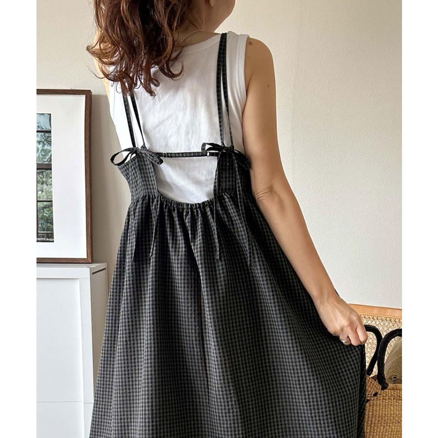 クラシカルエルフ classical elf ワンピース 夏 レディース キャミワンピ ギンガムチェック 主役級 ダブルストラップ バックオープン 大人 | classicalelf | 08