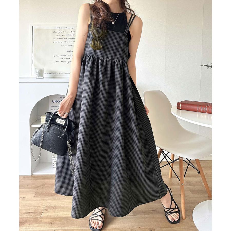 クラシカルエルフ classical elf ワンピース 夏 レディース キャミワンピ ギンガムチェック 主役級 ダブルストラップ バックオープン 大人 | classicalelf | 09