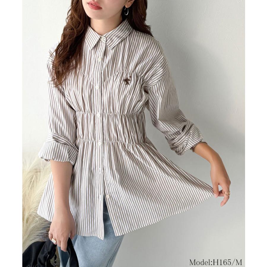 【 クラシカルエルフ classical elf 】 トップス シャツ レディース ビスチェ 風 シャーリング 長袖 ストライプ・無地アソート | classicalelf | 10