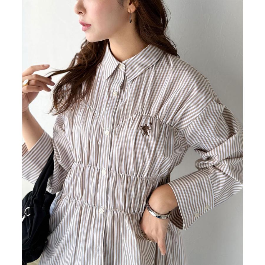 【 クラシカルエルフ classical elf 】 トップス シャツ レディース ビスチェ 風 シャーリング 長袖 ストライプ・無地アソート | classicalelf | 11