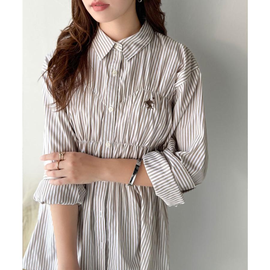 【 クラシカルエルフ classical elf 】 トップス シャツ レディース ビスチェ 風 シャーリング 長袖 ストライプ・無地アソート | classicalelf | 12