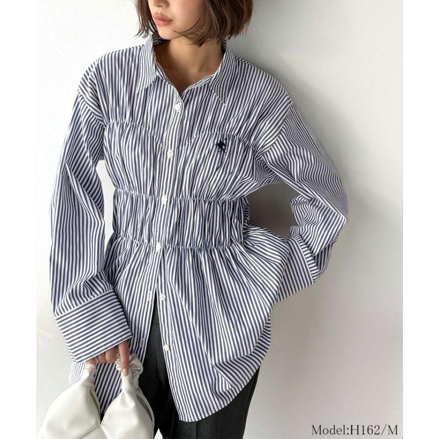 【 クラシカルエルフ classical elf 】 トップス シャツ レディース ビスチェ 風 シャーリング 長袖 ストライプ・無地アソート | classicalelf | 13