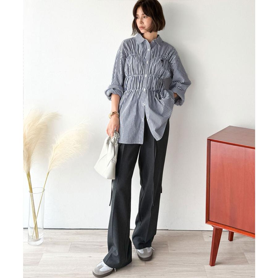 【 クラシカルエルフ classical elf 】 トップス シャツ レディース ビスチェ 風 シャーリング 長袖 ストライプ・無地アソート | classicalelf | 15