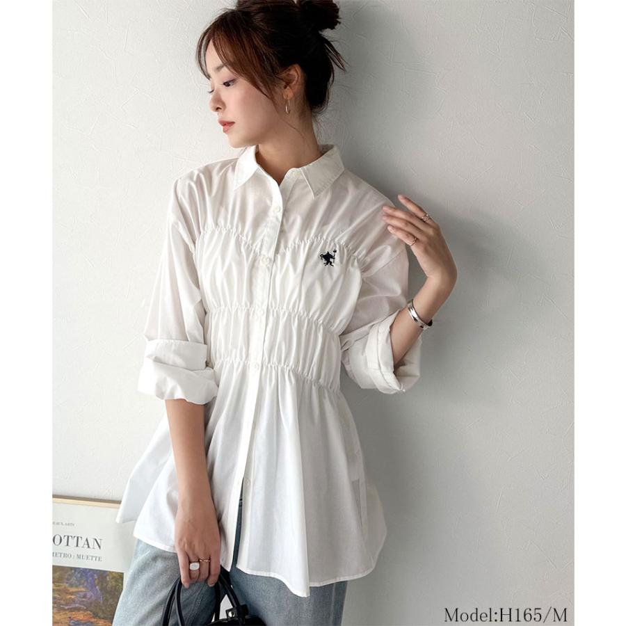 【 クラシカルエルフ classical elf 】 トップス シャツ レディース ビスチェ 風 シャーリング 長袖 ストライプ・無地アソート | classicalelf | 02