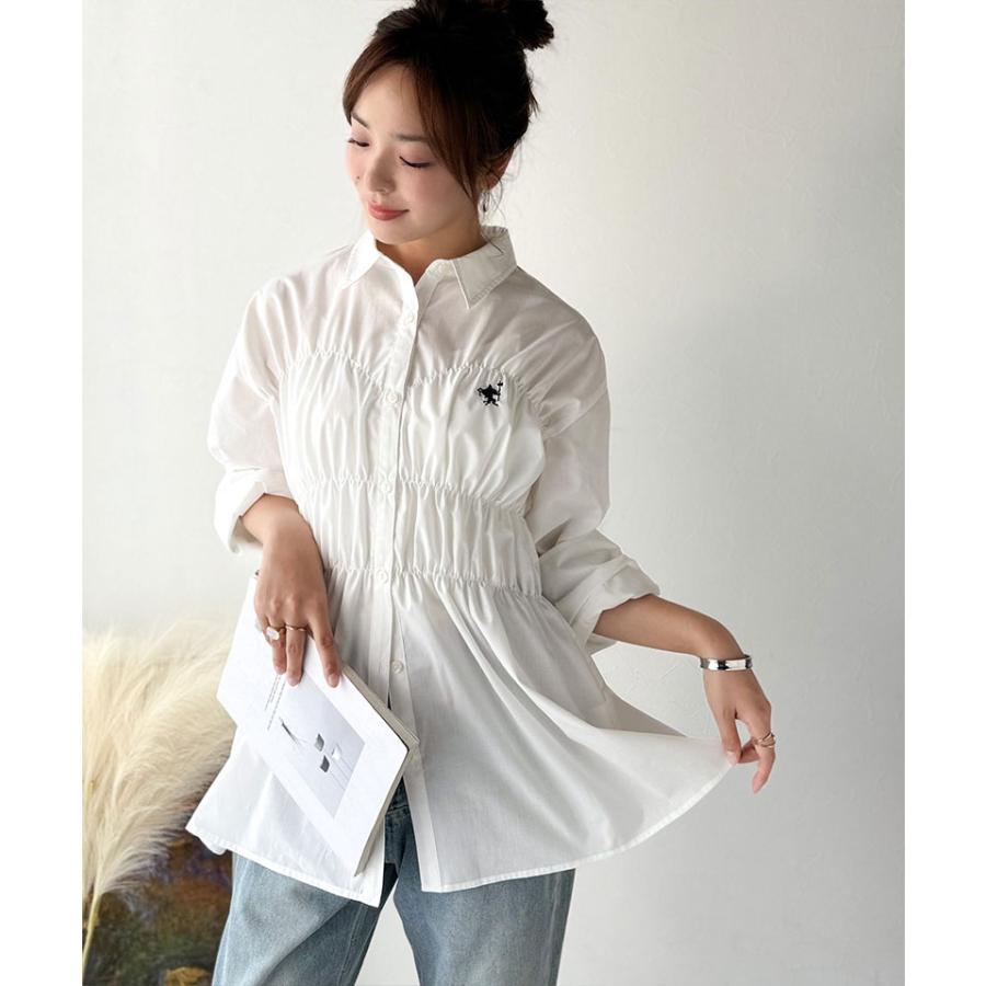 【 クラシカルエルフ classical elf 】 トップス シャツ レディース ビスチェ 風 シャーリング 長袖 ストライプ・無地アソート | classicalelf | 03