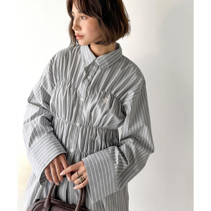 【 クラシカルエルフ classical elf 】 トップス シャツ レディース ビスチェ 風 シャーリング 長袖 ストライプ・無地アソート | classicalelf | 07