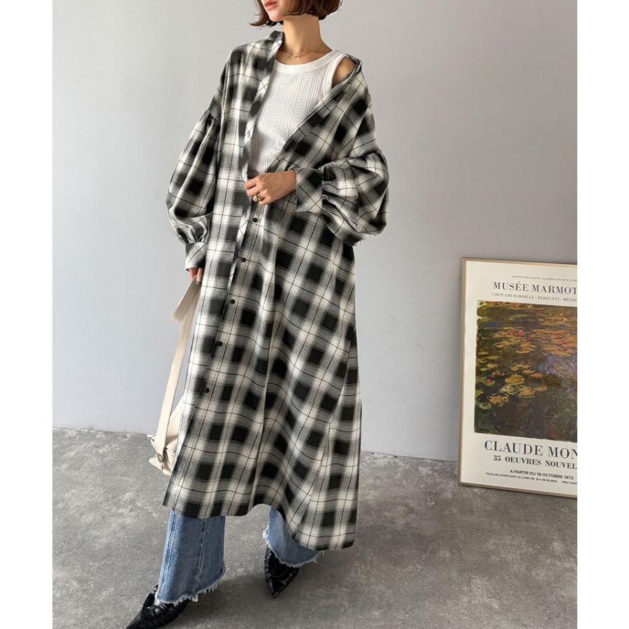 【 クラシカルエルフ classical elf 】ワンピース 秋冬 大きいサイズ レディース カジュアル 柄アソート バンドカラー ビッグシャツ ギャザー 羽織り | classicalelf | 14