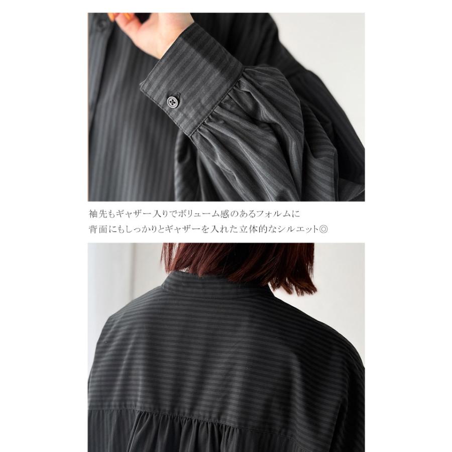 【 クラシカルエルフ classical elf 】ワンピース 秋冬 大きいサイズ レディース カジュアル 柄アソート バンドカラー ビッグシャツ ギャザー 羽織り | classicalelf | 16