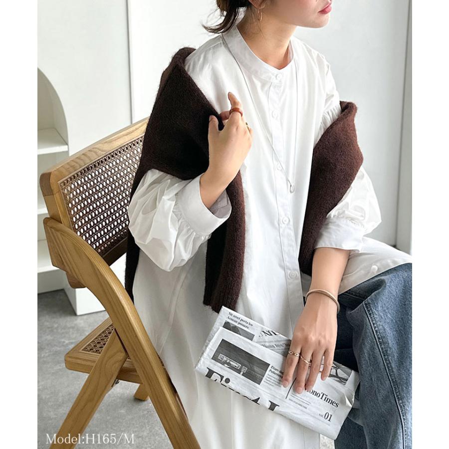 【 クラシカルエルフ classical elf 】ワンピース 秋冬 大きいサイズ レディース カジュアル 柄アソート バンドカラー ビッグシャツ ギャザー 羽織り | classicalelf | 02