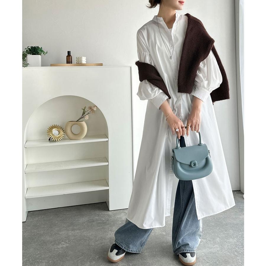 【 クラシカルエルフ classical elf 】ワンピース 秋冬 大きいサイズ レディース カジュアル 柄アソート バンドカラー ビッグシャツ ギャザー 羽織り | classicalelf | 03