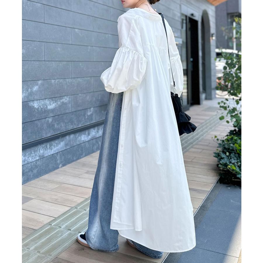 【 クラシカルエルフ classical elf 】ワンピース 秋冬 大きいサイズ レディース カジュアル 柄アソート バンドカラー ビッグシャツ ギャザー 羽織り | classicalelf | 04