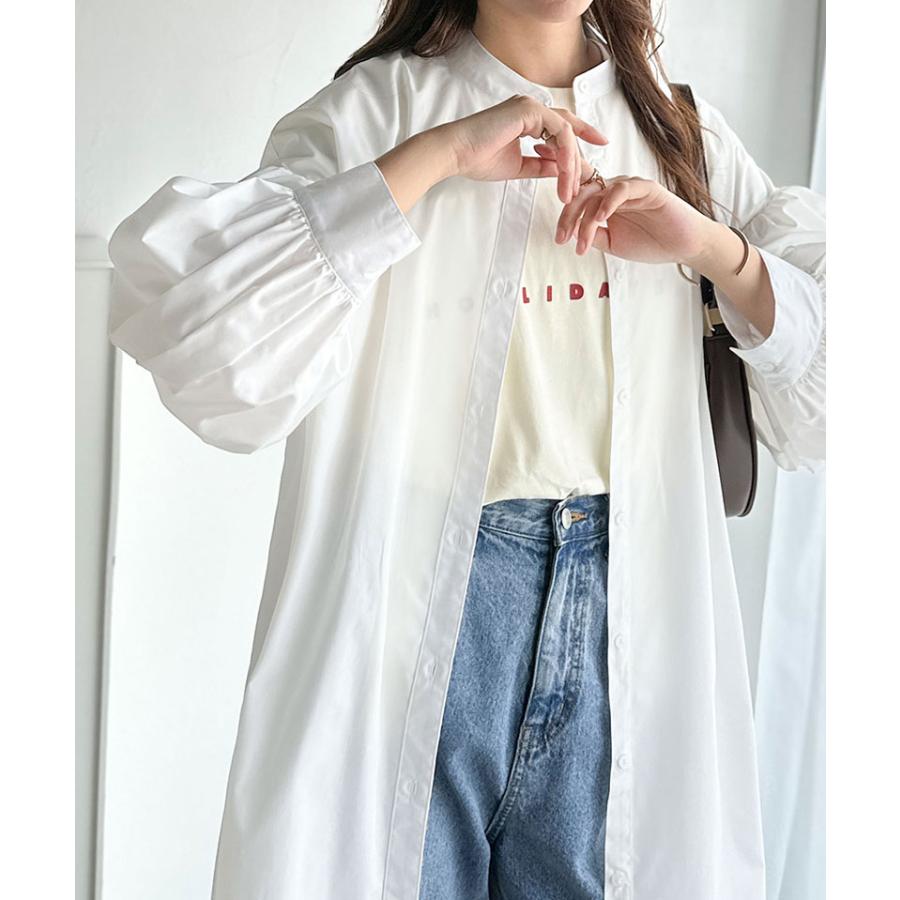 【 クラシカルエルフ classical elf 】ワンピース 秋冬 大きいサイズ レディース カジュアル 柄アソート バンドカラー ビッグシャツ ギャザー 羽織り | classicalelf | 05