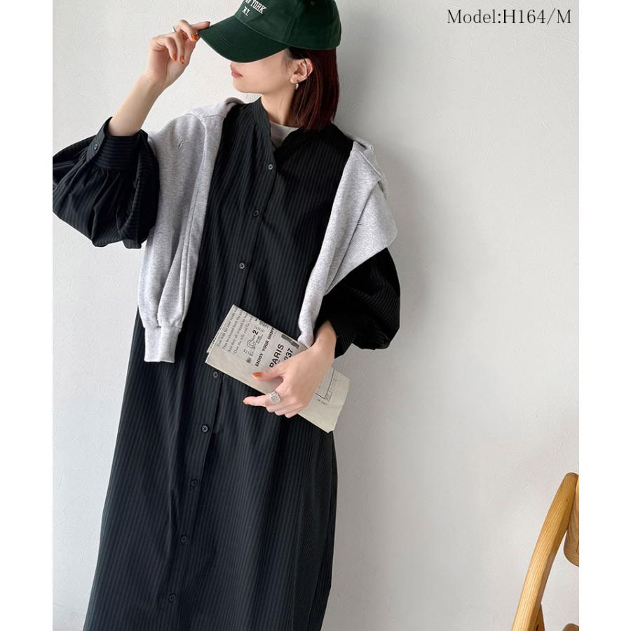 【 クラシカルエルフ classical elf 】ワンピース 秋冬 大きいサイズ レディース カジュアル 柄アソート バンドカラー ビッグシャツ ギャザー 羽織り | classicalelf | 07