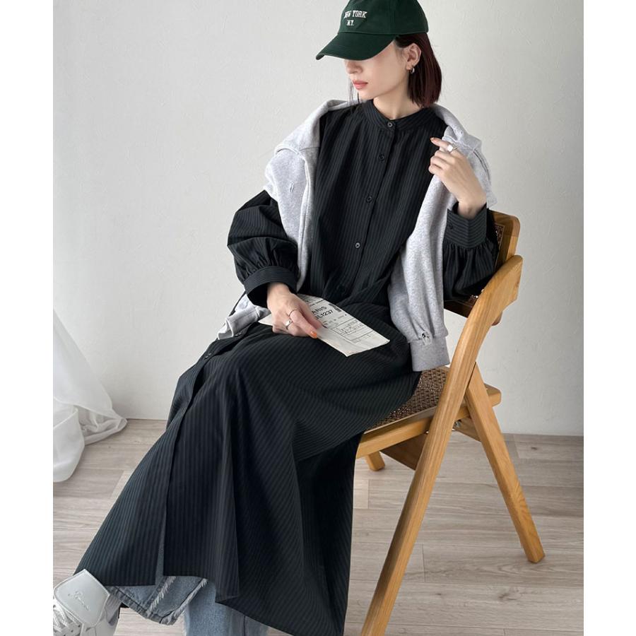 【 クラシカルエルフ classical elf 】ワンピース 秋冬 大きいサイズ レディース カジュアル 柄アソート バンドカラー ビッグシャツ ギャザー 羽織り | classicalelf | 08