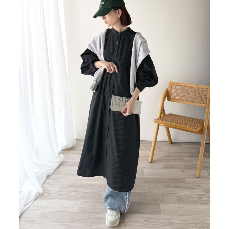 【 クラシカルエルフ classical elf 】ワンピース 秋冬 大きいサイズ レディース カジュアル 柄アソート バンドカラー ビッグシャツ ギャザー 羽織り | classicalelf | 09