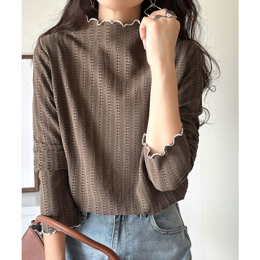 【 クラシカルエルフ classical elf 】トップス Tシャツ レディース チハイネック 透かし 編み 配色 メロウ 長袖 レイヤードコーデ スタイル | classicalelf | 13