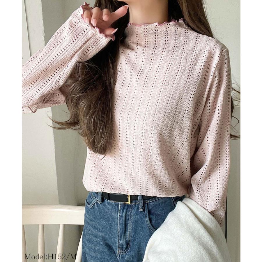 【 クラシカルエルフ classical elf 】トップス Tシャツ レディース チハイネック 透かし 編み 配色 メロウ 長袖 レイヤードコーデ スタイル | classicalelf | 14