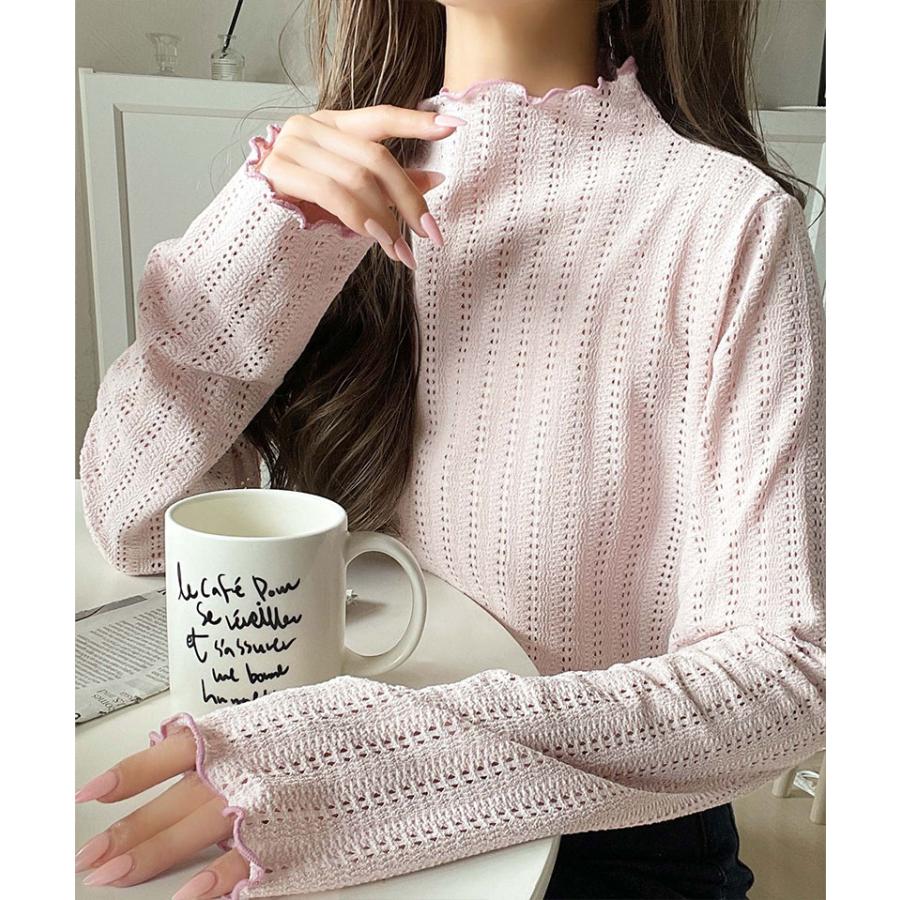 【 クラシカルエルフ classical elf 】トップス Tシャツ レディース チハイネック 透かし 編み 配色 メロウ 長袖 レイヤードコーデ スタイル | classicalelf | 15