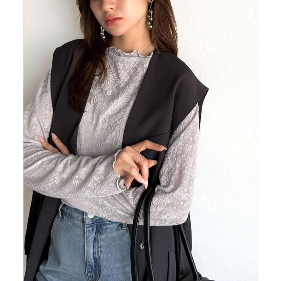 【 クラシカルエルフ classical elf 】 トップス Tシャツ レディース 透け感 プチ ハイ ネック 花柄 レース メロウ 長袖 華やか | classicalelf | 12