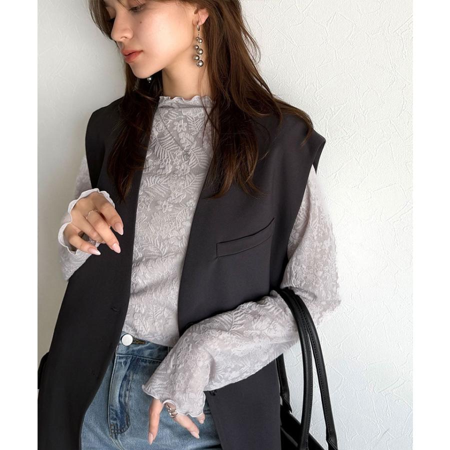 【 クラシカルエルフ classical elf 】 トップス Tシャツ レディース 透け感 プチ ハイ ネック 花柄 レース メロウ 長袖 華やか | classicalelf | 13