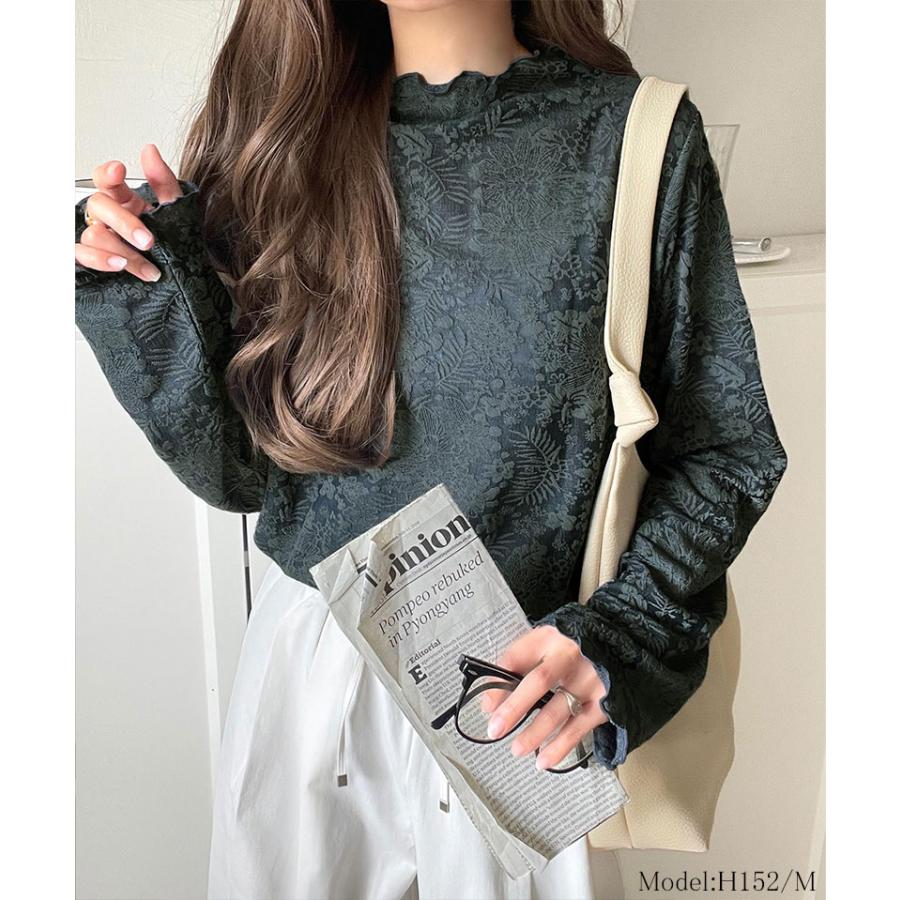 【 クラシカルエルフ classical elf 】 トップス Tシャツ レディース 透け感 プチ ハイ ネック 花柄 レース メロウ 長袖 華やか | classicalelf | 14