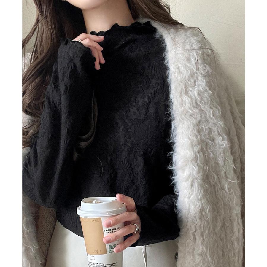 【 クラシカルエルフ classical elf 】 トップス Tシャツ レディース 透け感 プチ ハイ ネック 花柄 レース メロウ 長袖 華やか | classicalelf | 07