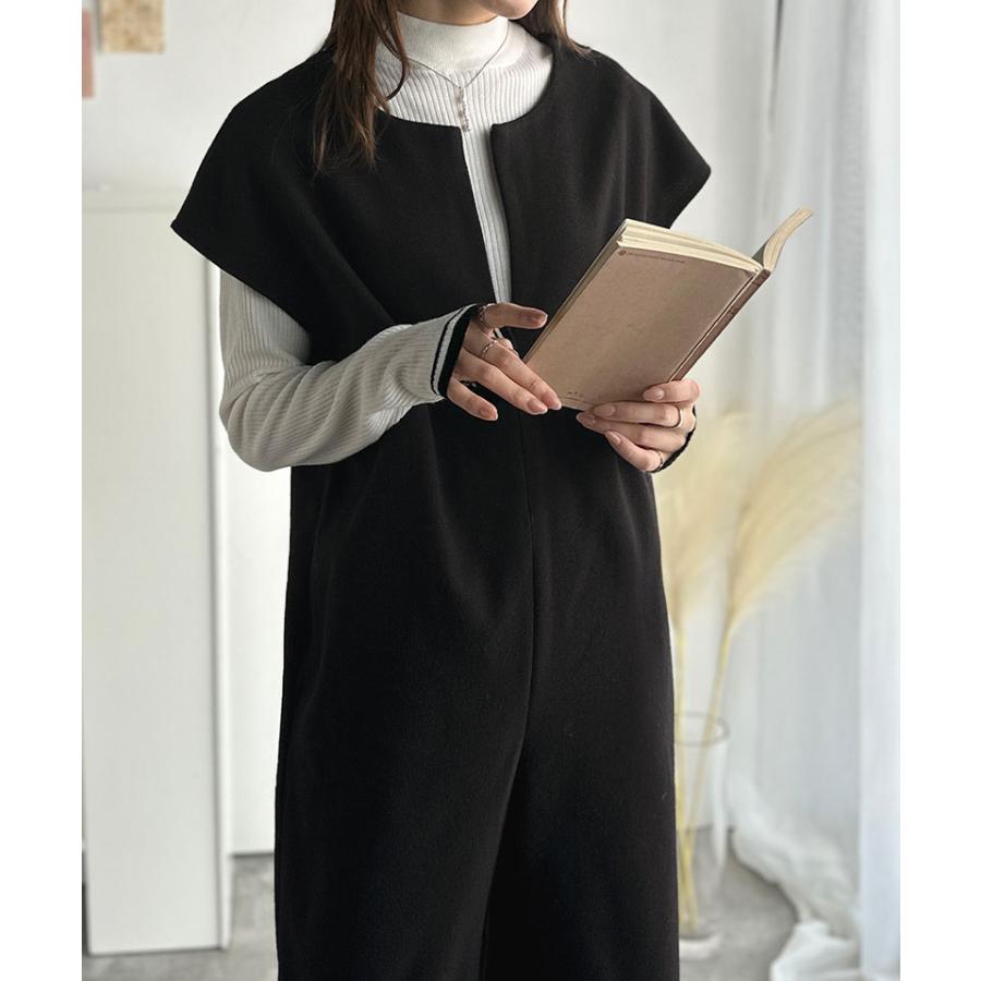 【 クラシカルエルフ classical elf 】オールインワン レディース サロペット つなぎ パンツ フェイクウール ハーフジップ 体型カバー シンプル | classicalelf | 04