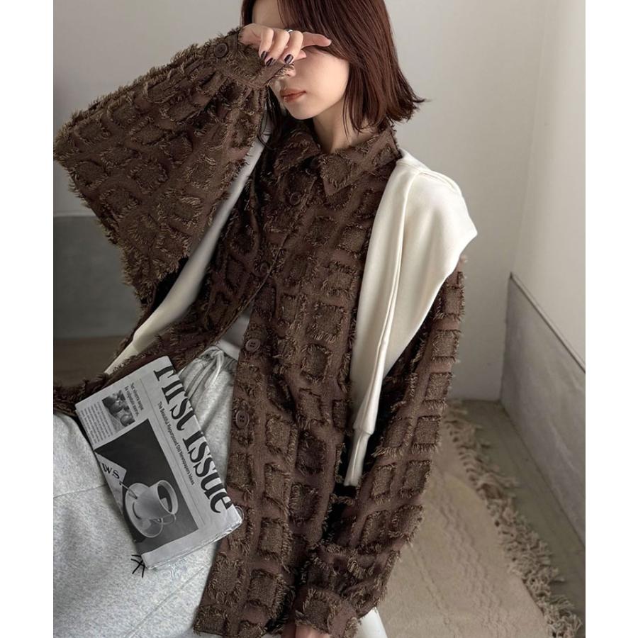 【 クラシカルエルフ classical elf 】レディース 長袖 ブラウス シャツ トップス フリンジチェック ジャガード こなれ感 ゆるっとシルエット 重ね着 | classicalelf | 12