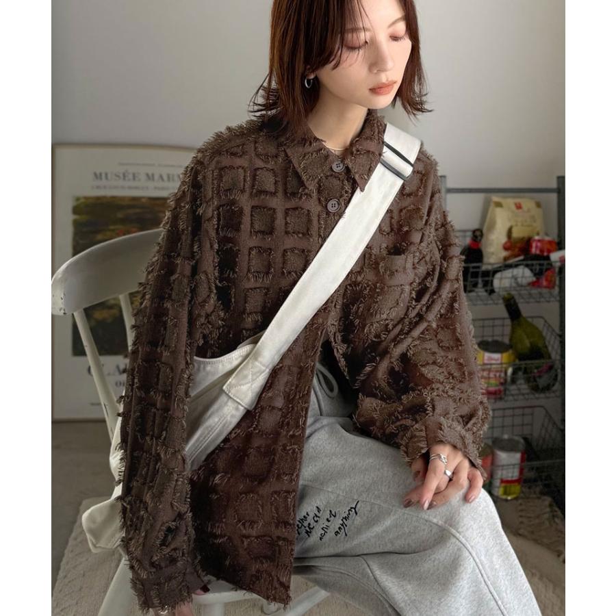 【 クラシカルエルフ classical elf 】レディース 長袖 ブラウス シャツ トップス フリンジチェック ジャガード こなれ感 ゆるっとシルエット 重ね着 | classicalelf | 13