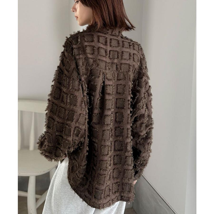 【 クラシカルエルフ classical elf 】レディース 長袖 ブラウス シャツ トップス フリンジチェック ジャガード こなれ感 ゆるっとシルエット 重ね着 | classicalelf | 15