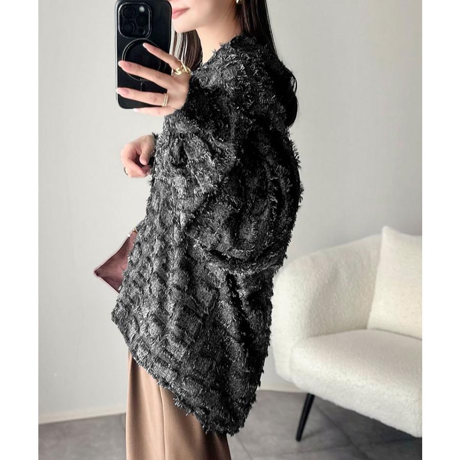 【 クラシカルエルフ classical elf 】レディース 長袖 ブラウス シャツ トップス フリンジチェック ジャガード こなれ感 ゆるっとシルエット 重ね着 | classicalelf | 07