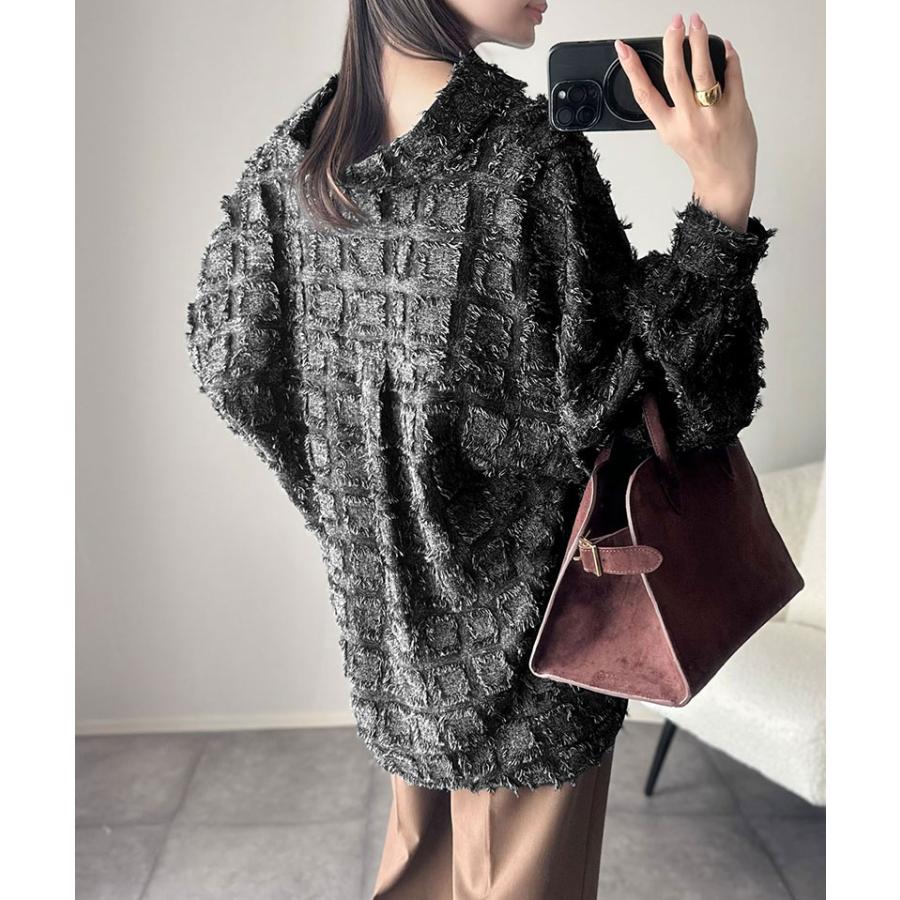 【 クラシカルエルフ classical elf 】レディース 長袖 ブラウス シャツ トップス フリンジチェック ジャガード こなれ感 ゆるっとシルエット 重ね着 | classicalelf | 08