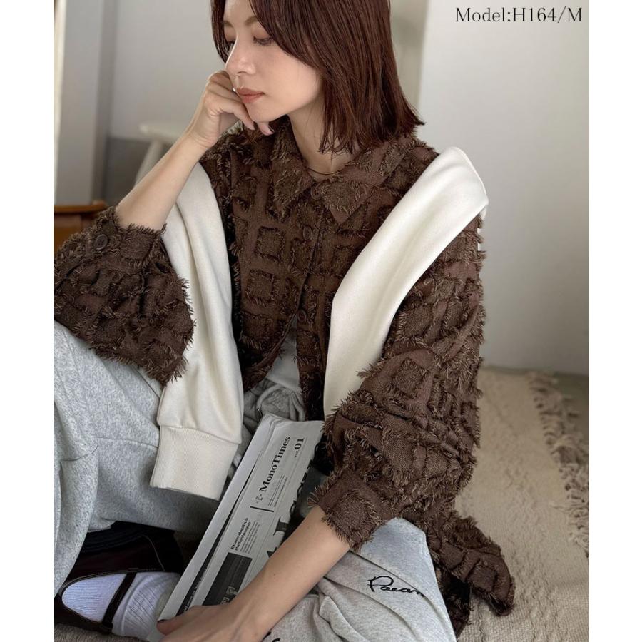 【 クラシカルエルフ classical elf 】レディース 長袖 ブラウス シャツ トップス フリンジチェック ジャガード こなれ感 ゆるっとシルエット 重ね着 | classicalelf | 09