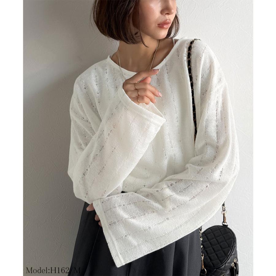 【 クラシカルエルフ classical elf 】 トップス Tシャツ レディース 透かし 編み プルオーバー 長袖 ロングシーズン 着回し デイリー オフィス ボリューム | classicalelf | 02
