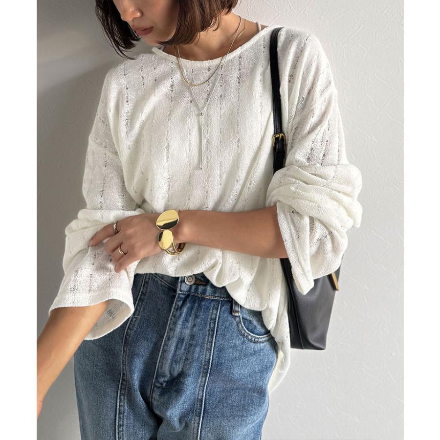【 クラシカルエルフ classical elf 】 トップス Tシャツ レディース 透かし 編み プルオーバー 長袖 ロングシーズン 着回し デイリー オフィス ボリューム | classicalelf | 03
