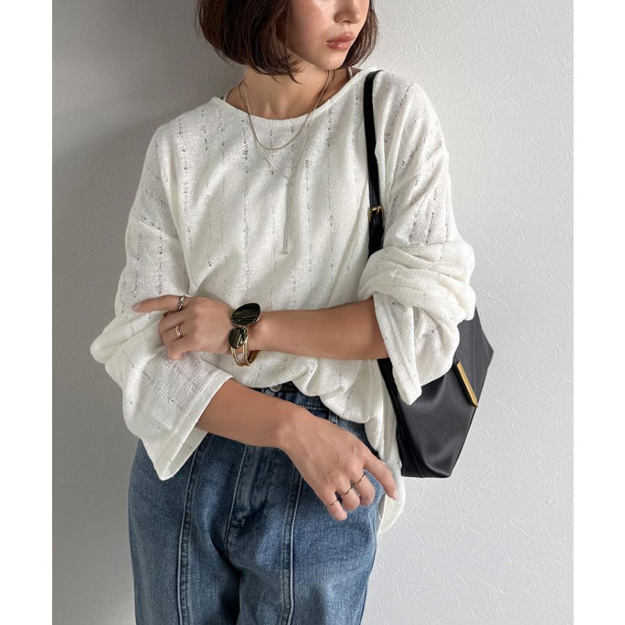 【 クラシカルエルフ classical elf 】 トップス Tシャツ レディース 透かし 編み プルオーバー 長袖 ロングシーズン 着回し デイリー オフィス ボリューム | classicalelf | 04
