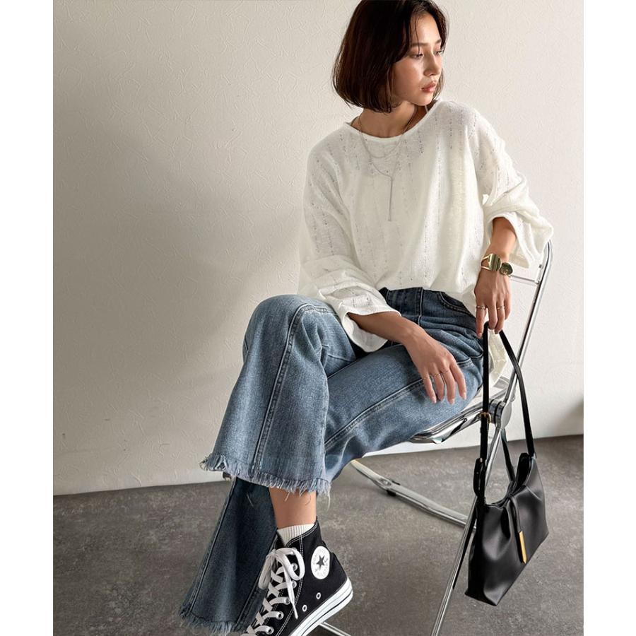 【 クラシカルエルフ classical elf 】 トップス Tシャツ レディース 透かし 編み プルオーバー 長袖 ロングシーズン 着回し デイリー オフィス ボリューム | classicalelf | 05