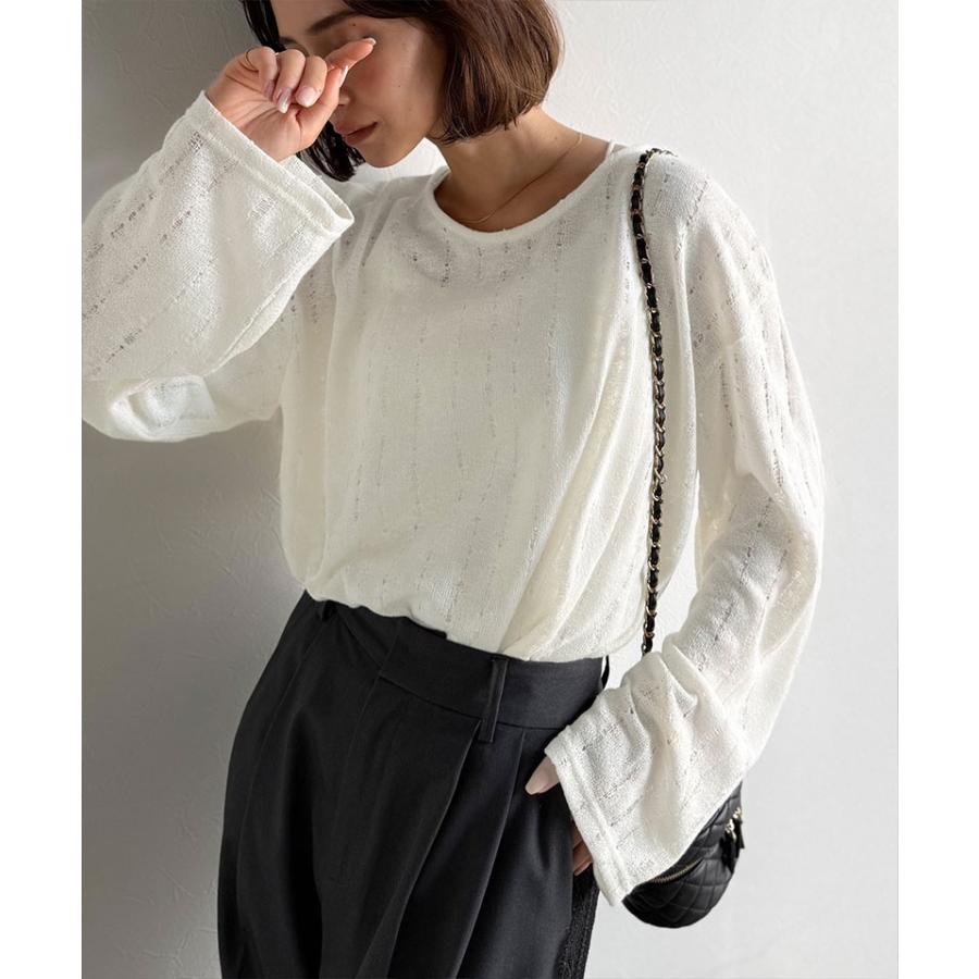 【 クラシカルエルフ classical elf 】 トップス Tシャツ レディース 透かし 編み プルオーバー 長袖 ロングシーズン 着回し デイリー オフィス ボリューム | classicalelf | 06