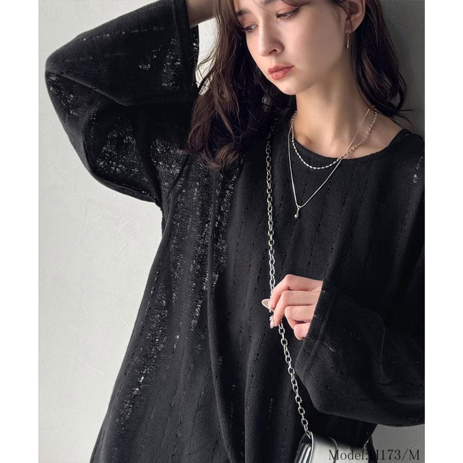 【 クラシカルエルフ classical elf 】 トップス Tシャツ レディース 透かし 編み プルオーバー 長袖 ロングシーズン 着回し デイリー オフィス ボリューム | classicalelf | 07