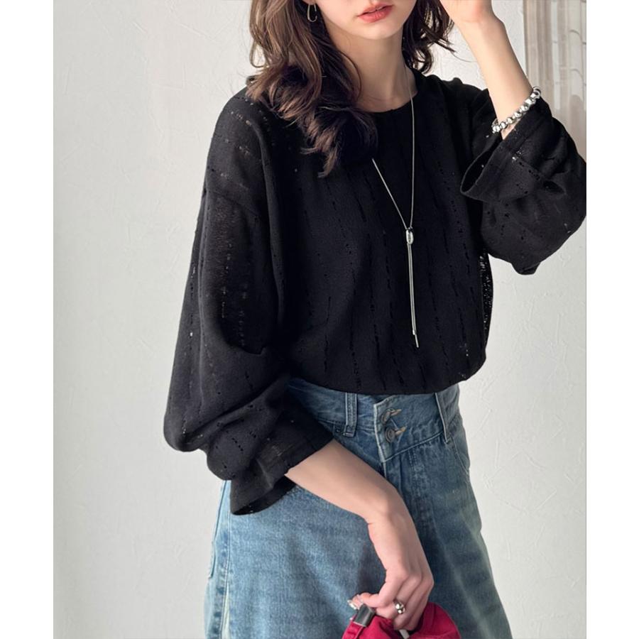 【 クラシカルエルフ classical elf 】 トップス Tシャツ レディース 透かし 編み プルオーバー 長袖 ロングシーズン 着回し デイリー オフィス ボリューム | classicalelf | 08