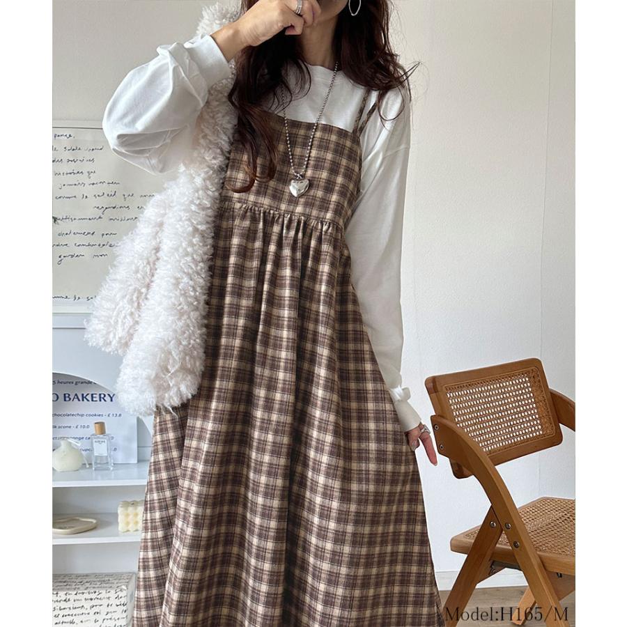 【 クラシカルエルフ classical elf 】ワンピース レディース きれいめ カジュアル 秋 微起毛素材 チェック柄 ダブル ストラップ バック リボン | classicalelf | 12