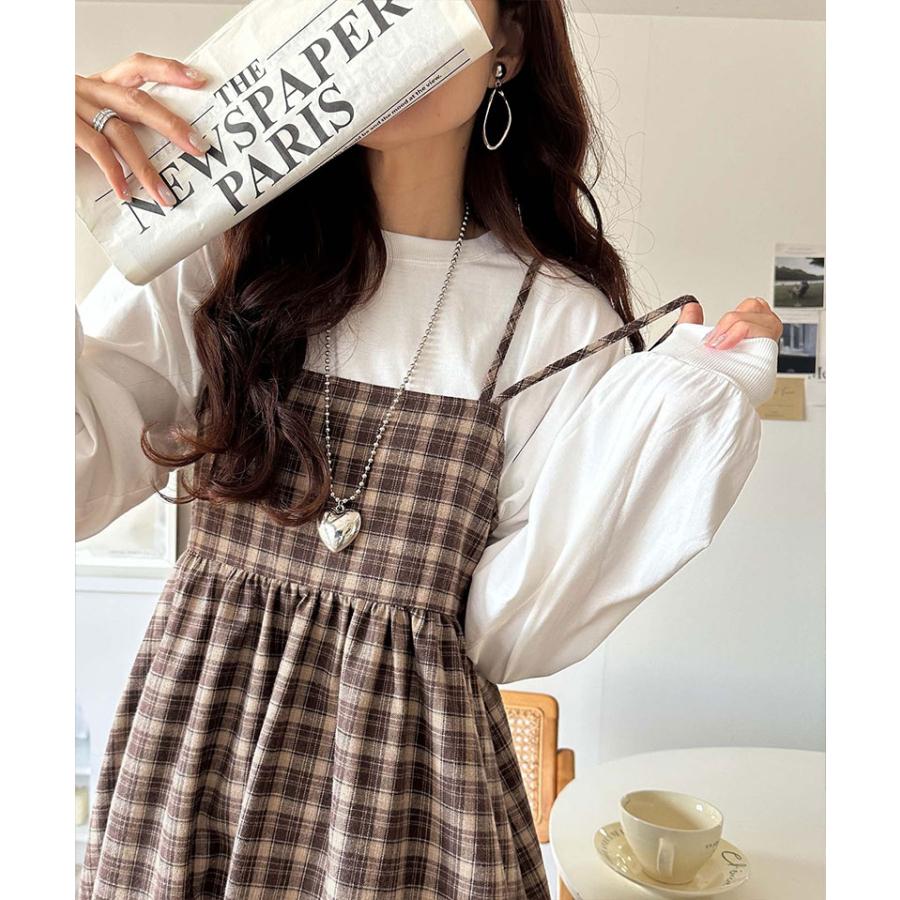 【 クラシカルエルフ classical elf 】ワンピース レディース きれいめ カジュアル 秋 微起毛素材 チェック柄 ダブル ストラップ バック リボン | classicalelf | 14