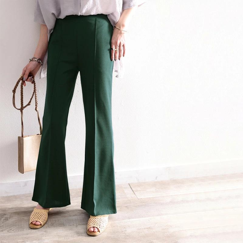 レディース 大きいサイズ 小さいサイズ パンツ ボトムス フレアパンツ センタープレス ストレッチ ウエストゴム セミフレア 美脚シルエット カットソ | classicalelf | 20